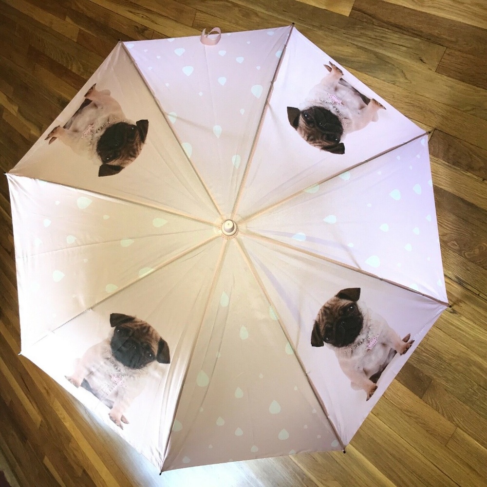 RACHAEL HALE Pug Puppy Dog Pink Princess Umbrella NEW NWT